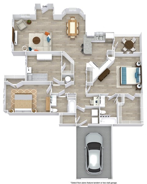 Floor plan for 3 beds, 2 baths, 1508 sqft